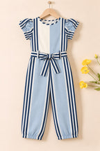 White & Blue Cotton Jump Suit