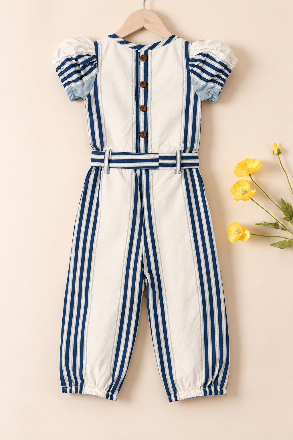 White & Blue Cotton Jump Suit