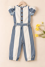 White & Blue Cotton Jump Suit