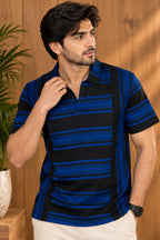 Blue & Black Stripes Polo