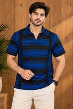 Blue & Black Stripes Polo