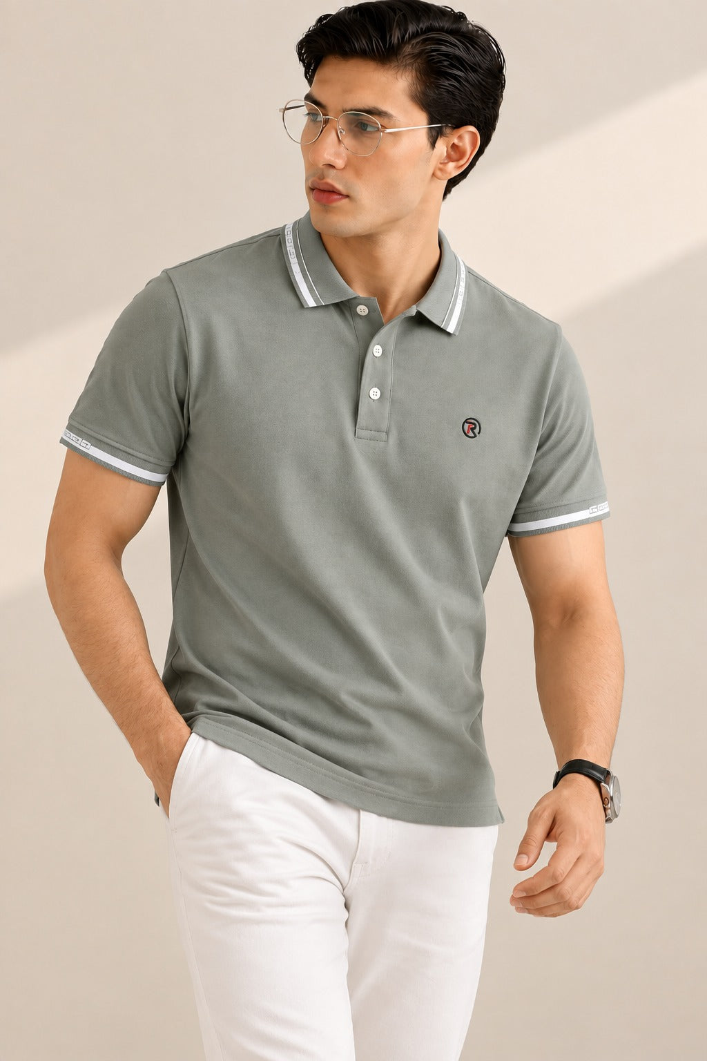 Grey PK Fabric Polo For Mens