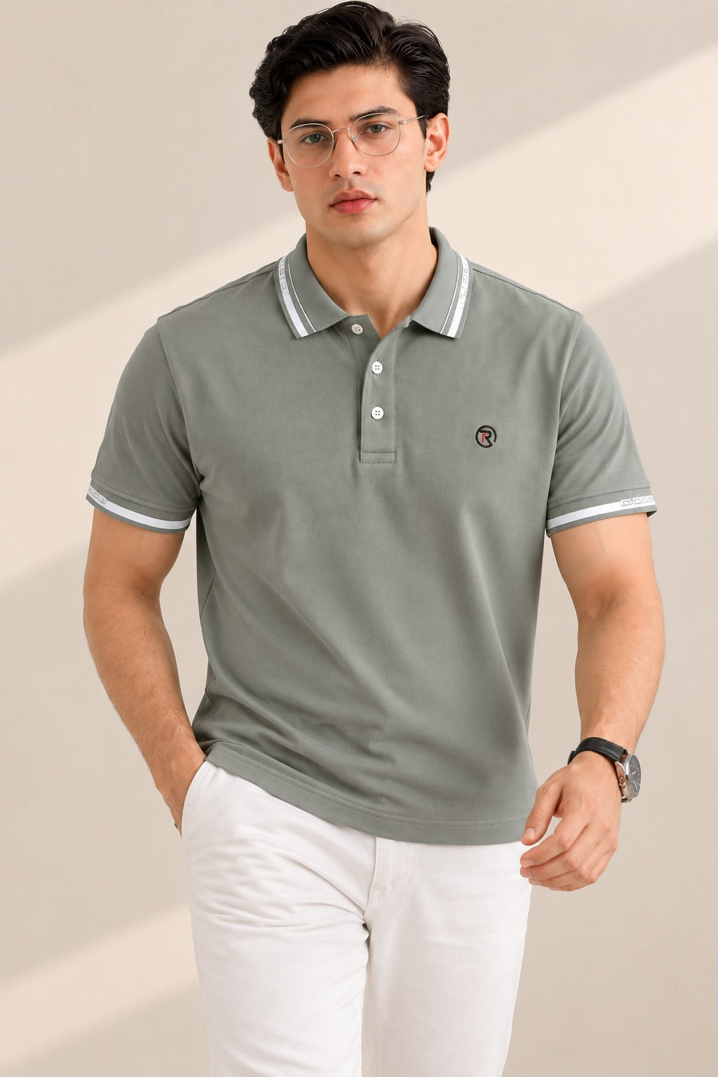 Grey PK Fabric Polo For Mens