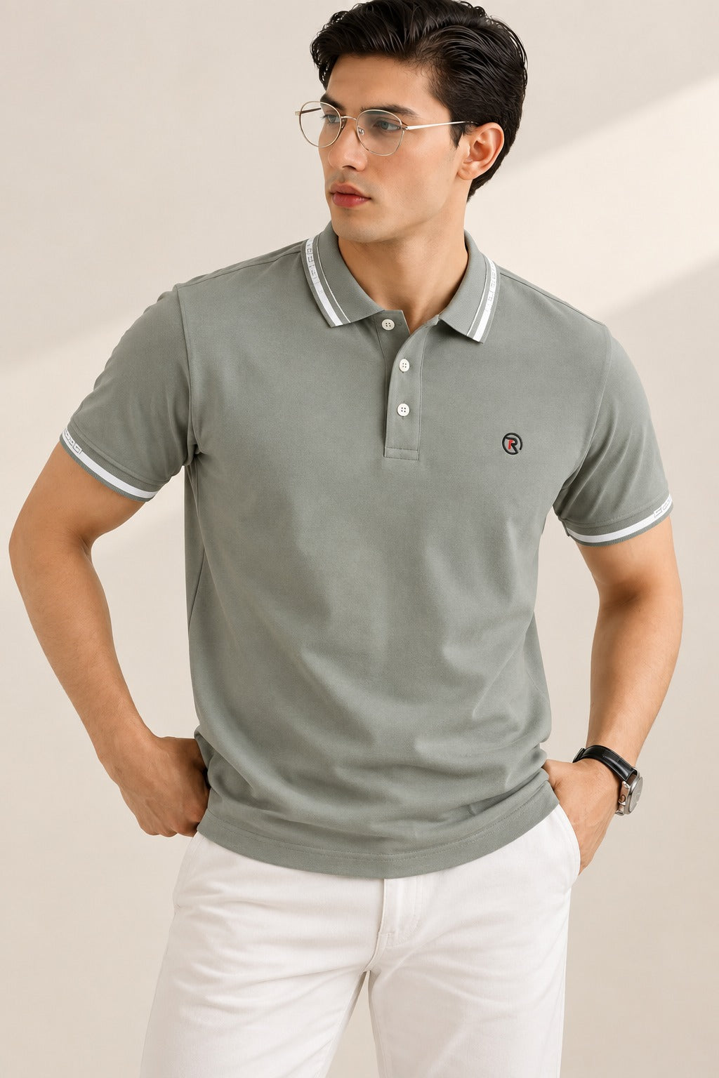 Grey PK Fabric Polo For Mens