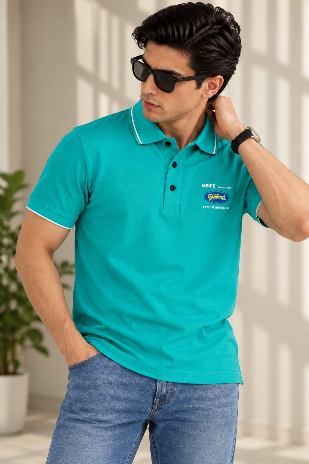 Blue Meife Relax Fit Polo