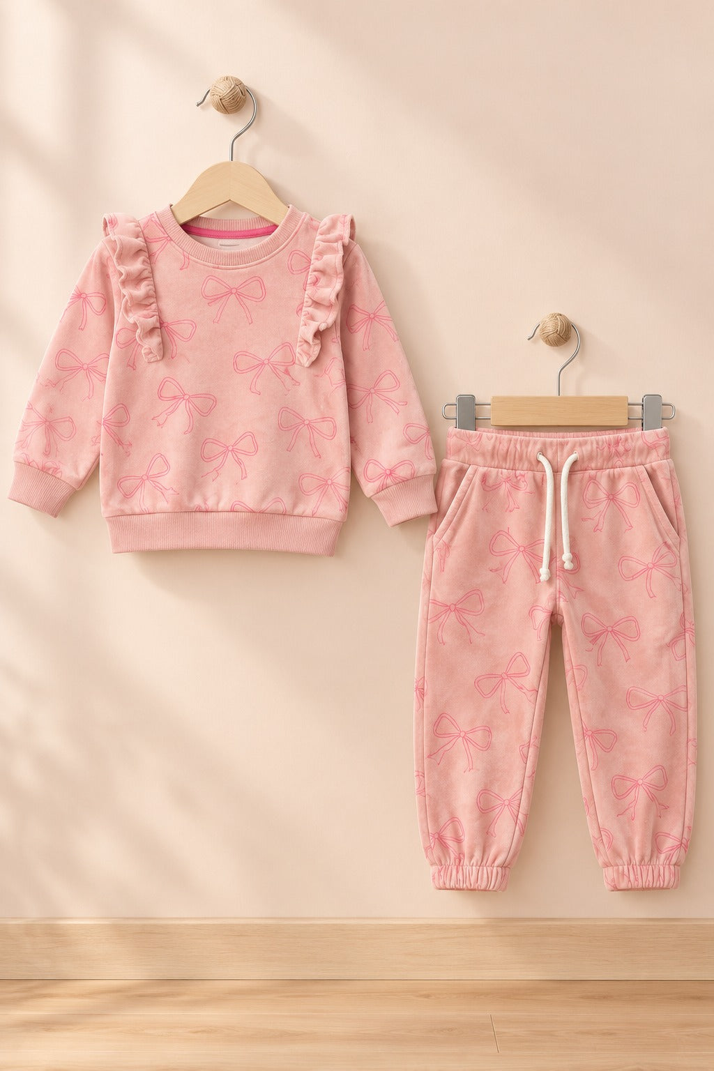 Pink Fril Bow Cozy Luxe Suit