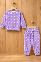 Purple Polka Dots Cozy Luxe Suit