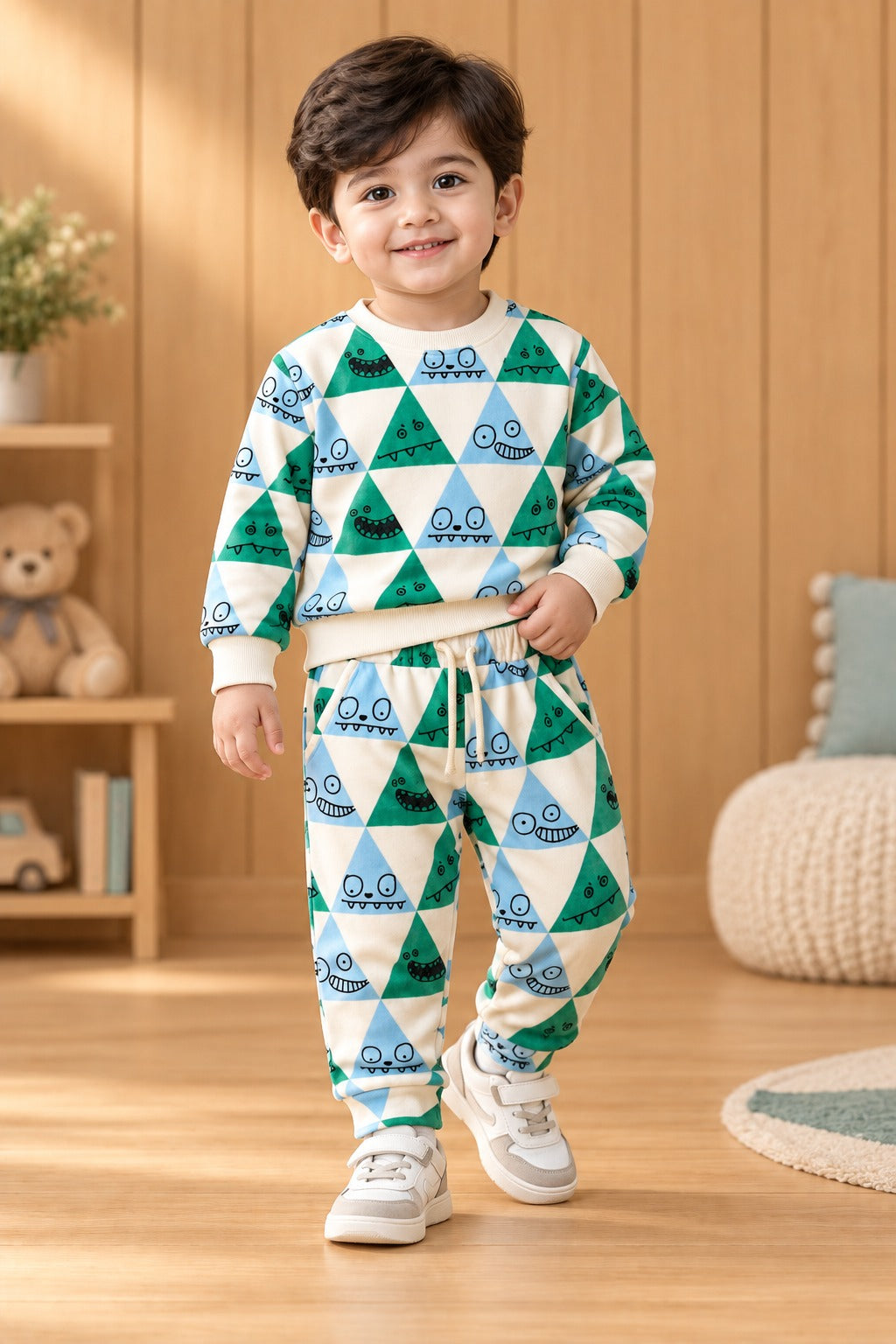 White Green Face Cozy Luxe Suit