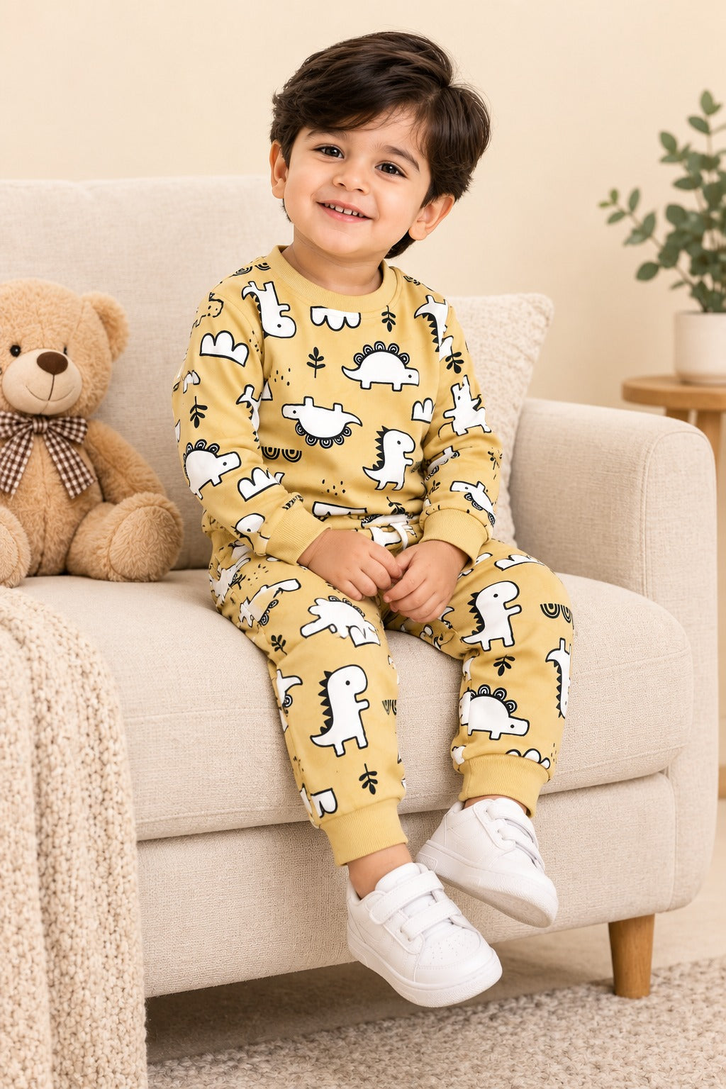 Beige Dino Cozy Luxe Suit