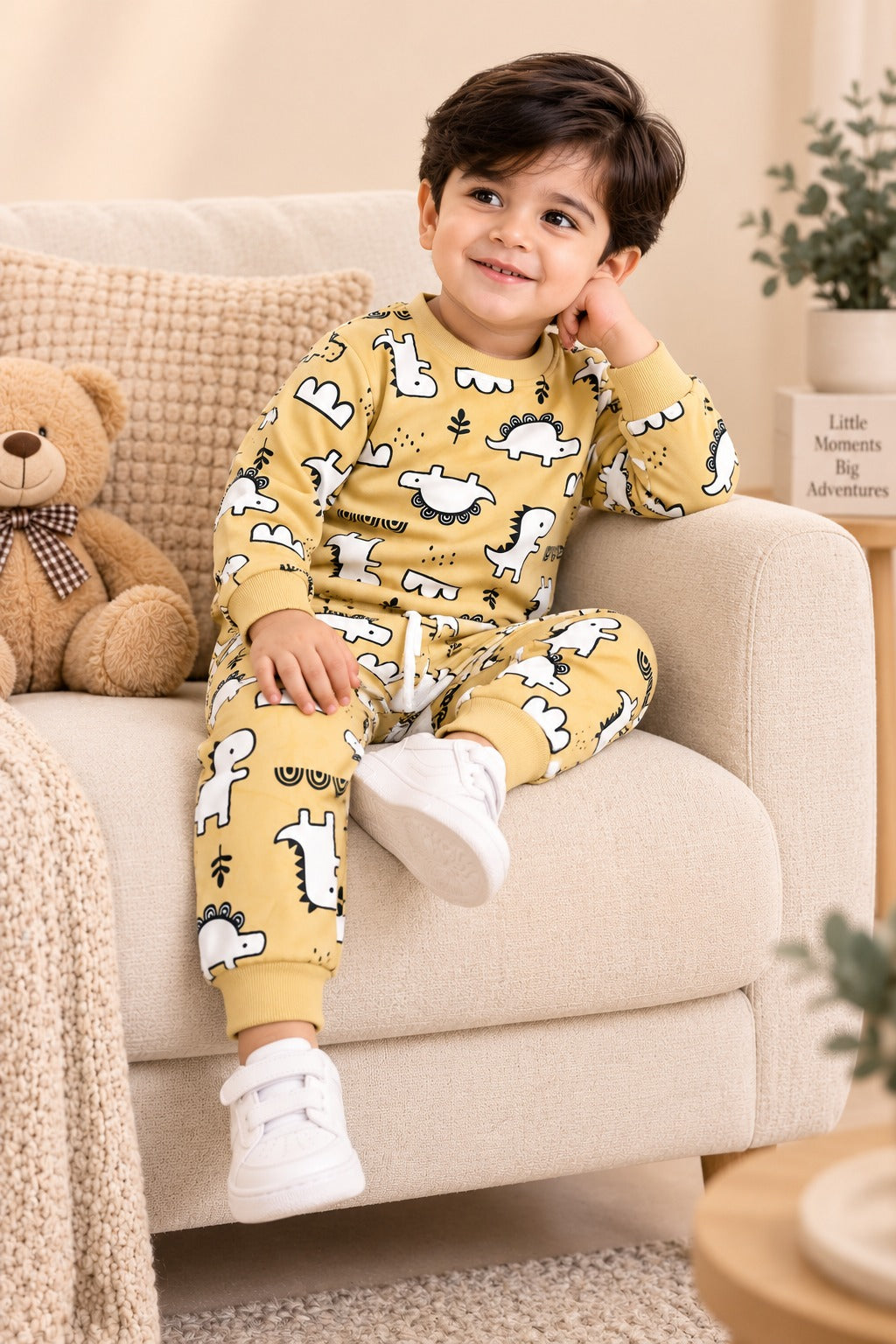 Beige Dino Cozy Luxe Suit