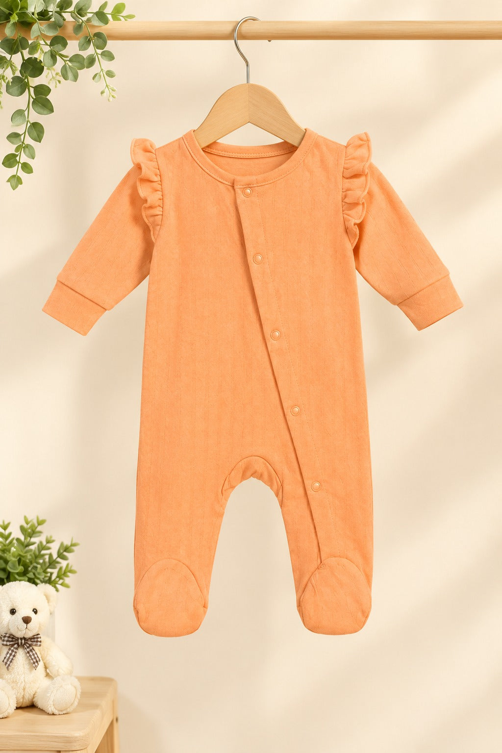 Orange Luxe Knit Fabric Romper