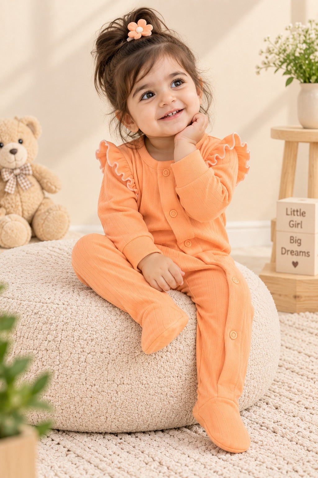 Orange Luxe Knit Fabric Romper