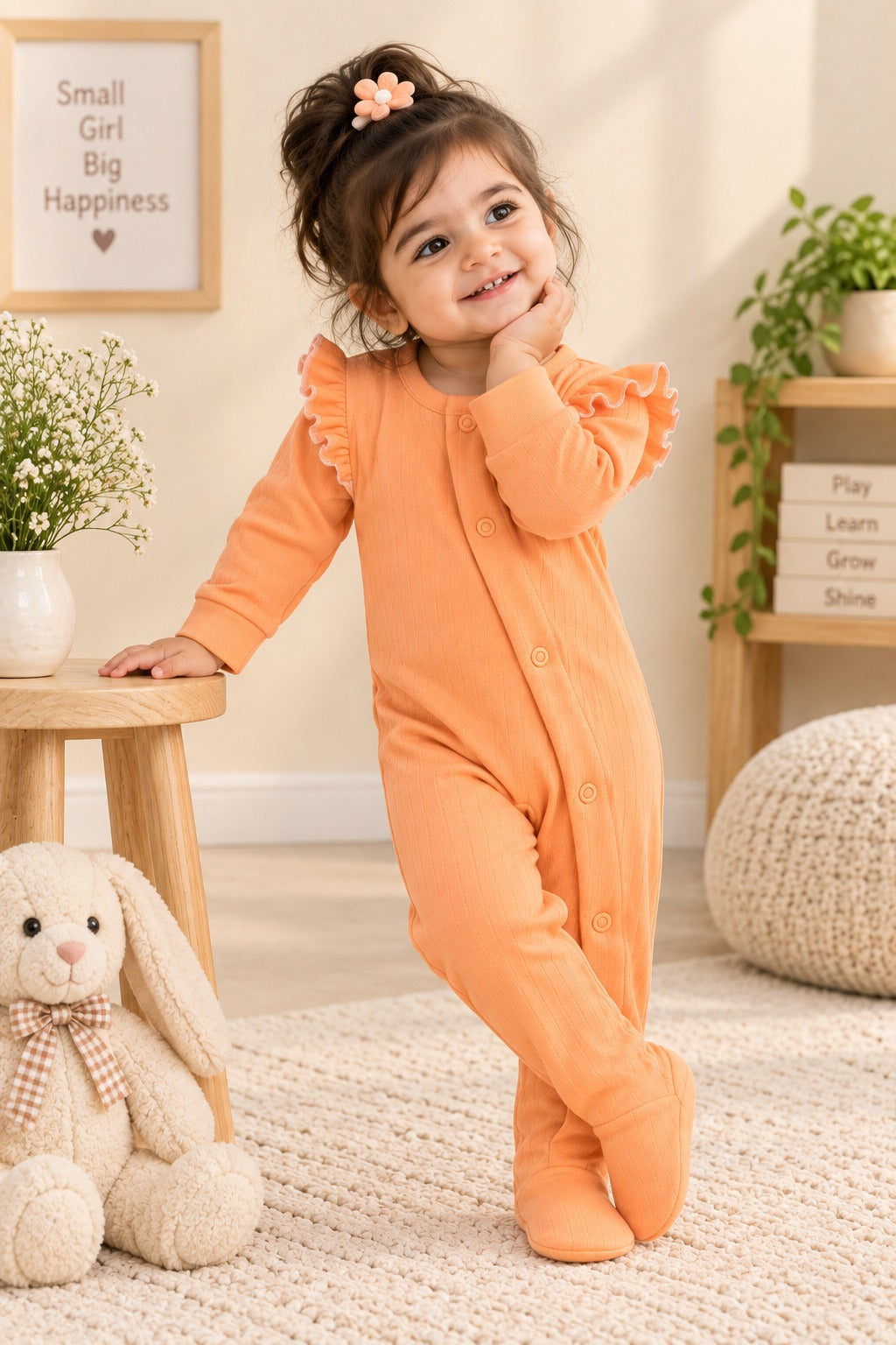 Orange Luxe Knit Fabric Romper