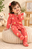 Pink Flowers Ridge Knit Fabric Romper