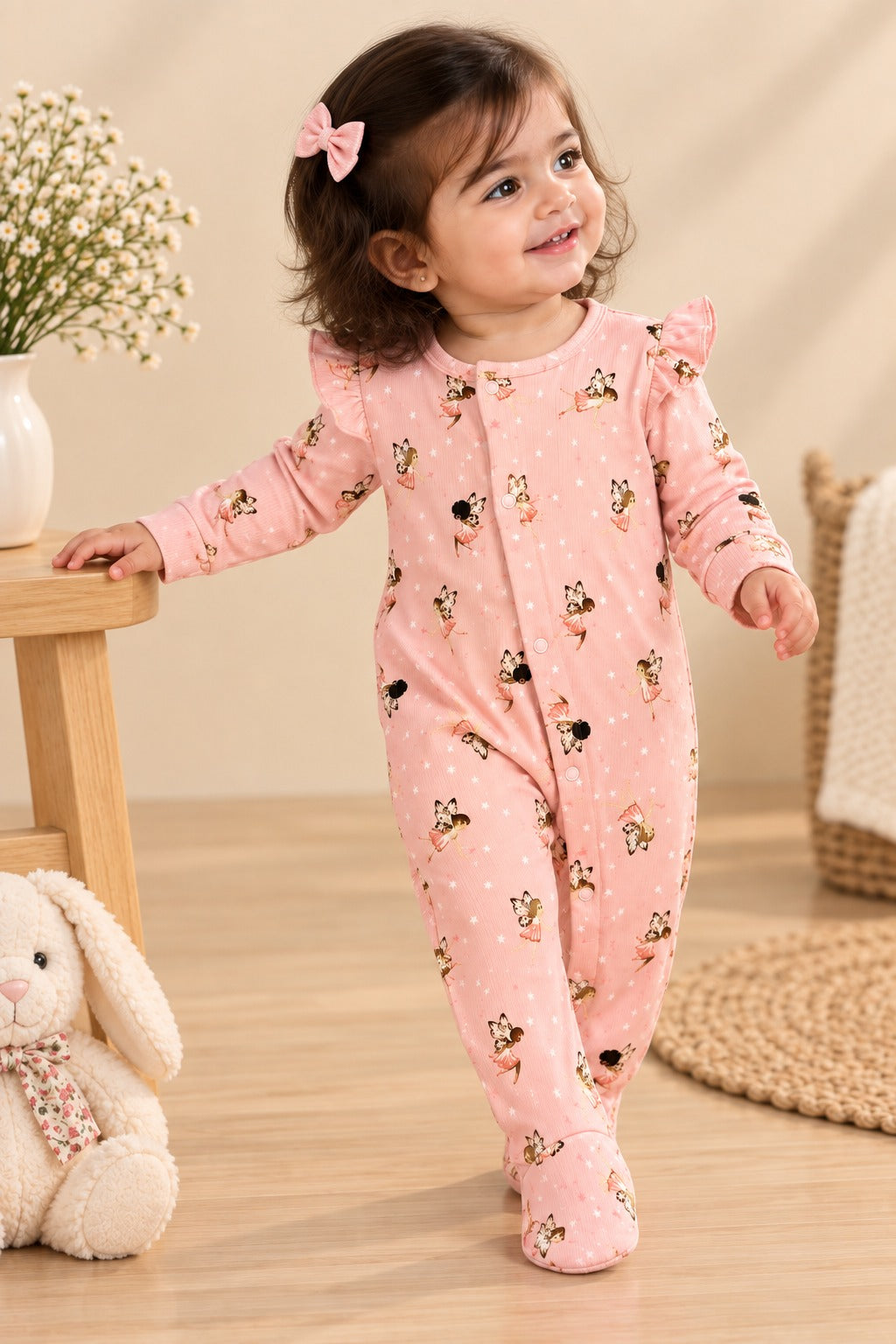 Pink Fairy Ridge Knit Fabric Romper