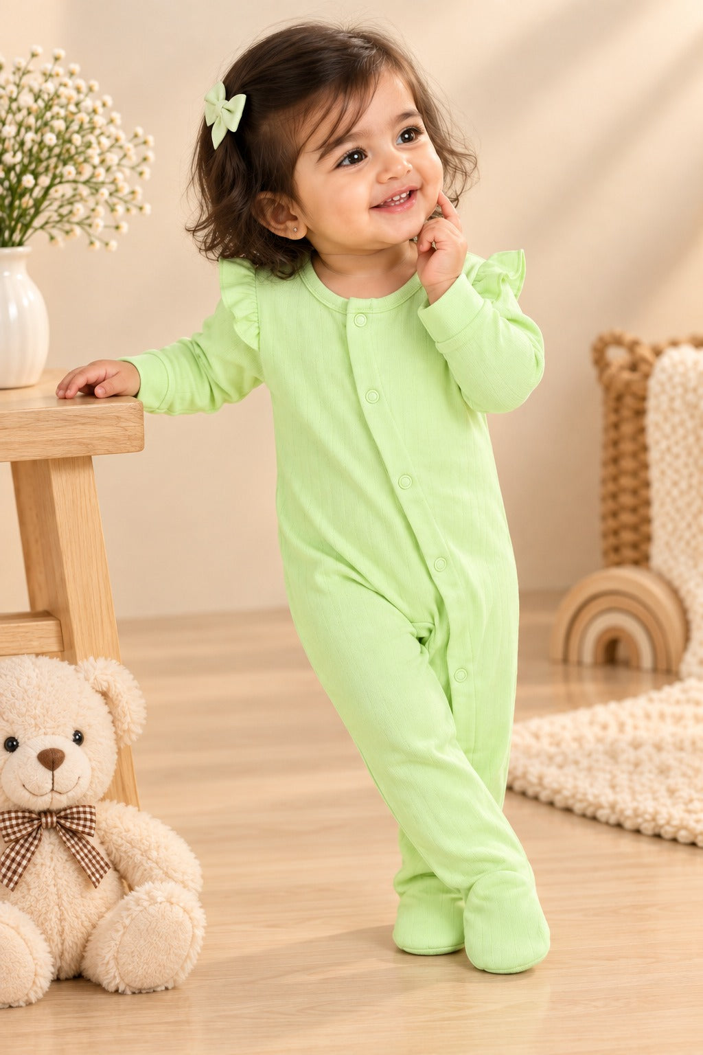 Green Luxe Knit Fabric Romper
