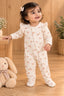 Cream Flowers Ridge Knit Fabric Romper