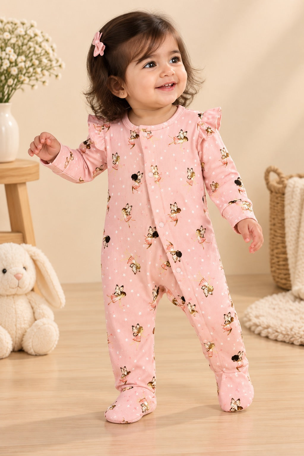 Pink Fairy Ridge Knit Fabric Romper