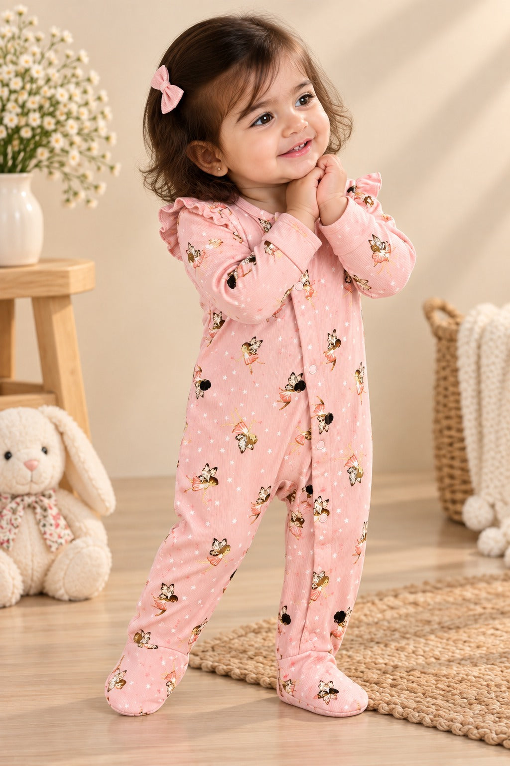 Pink Fairy Ridge Knit Fabric Romper
