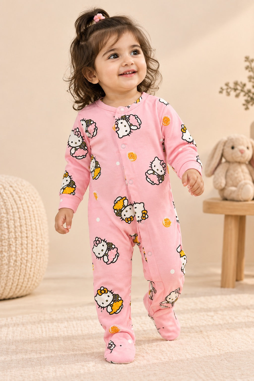 Pink Kitty CozyLoop Fabric Romper