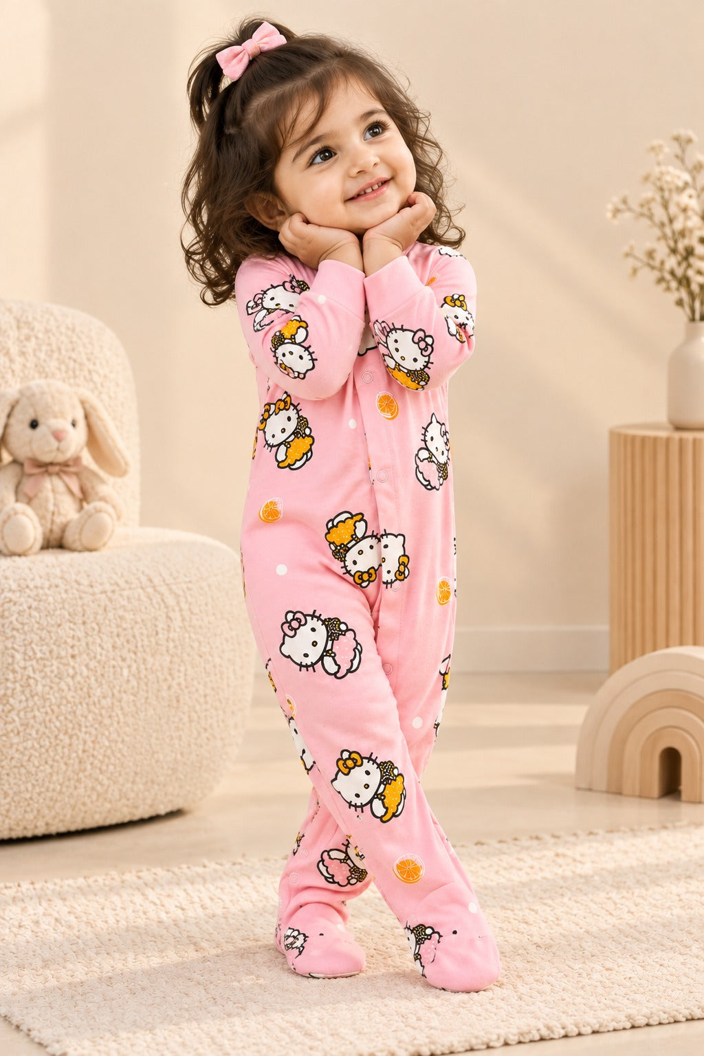 Pink Kitty CozyLoop Fabric Romper