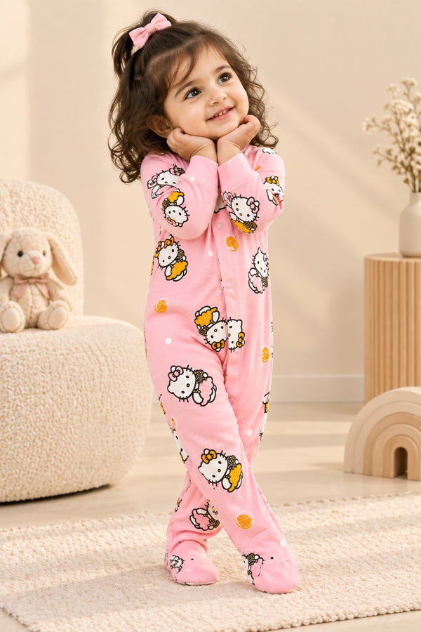 Pink Kitty CozyLoop Fabric Romper