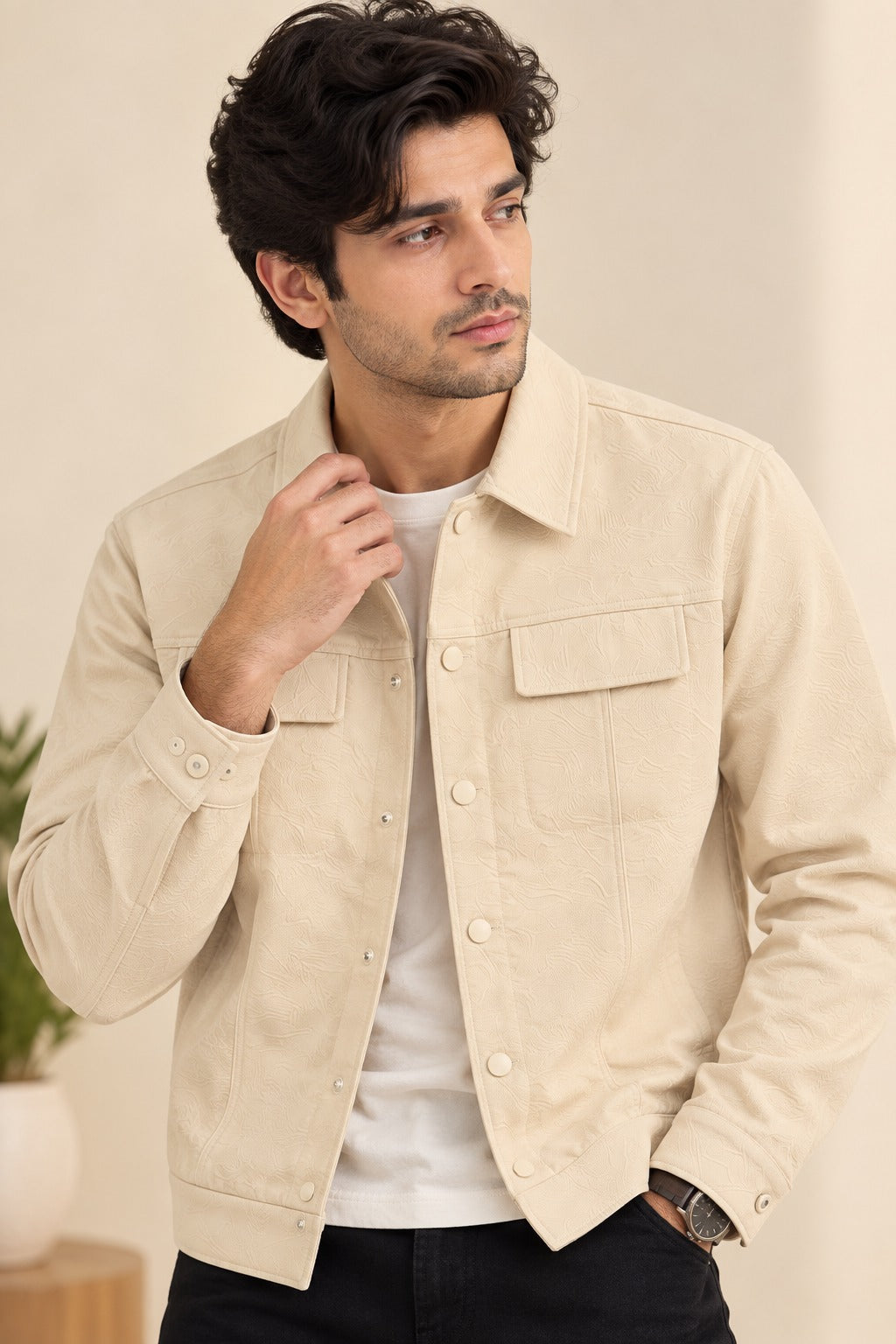 Beige Double Pocket Jacket
