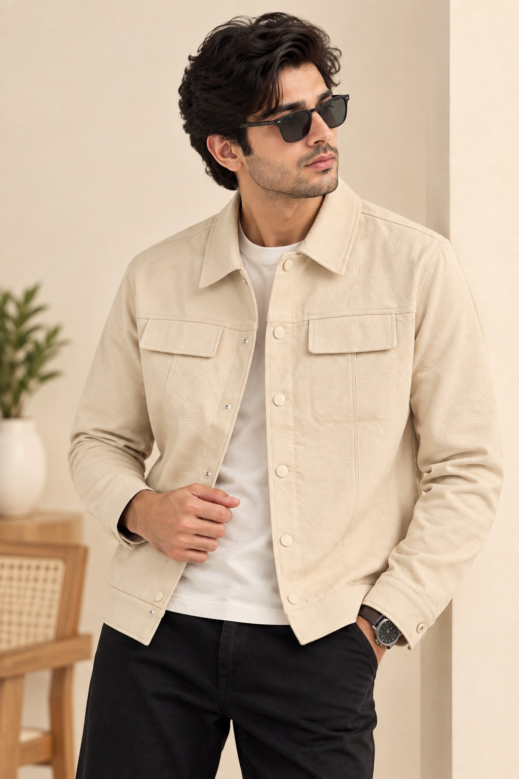 Beige Double Pocket Jacket