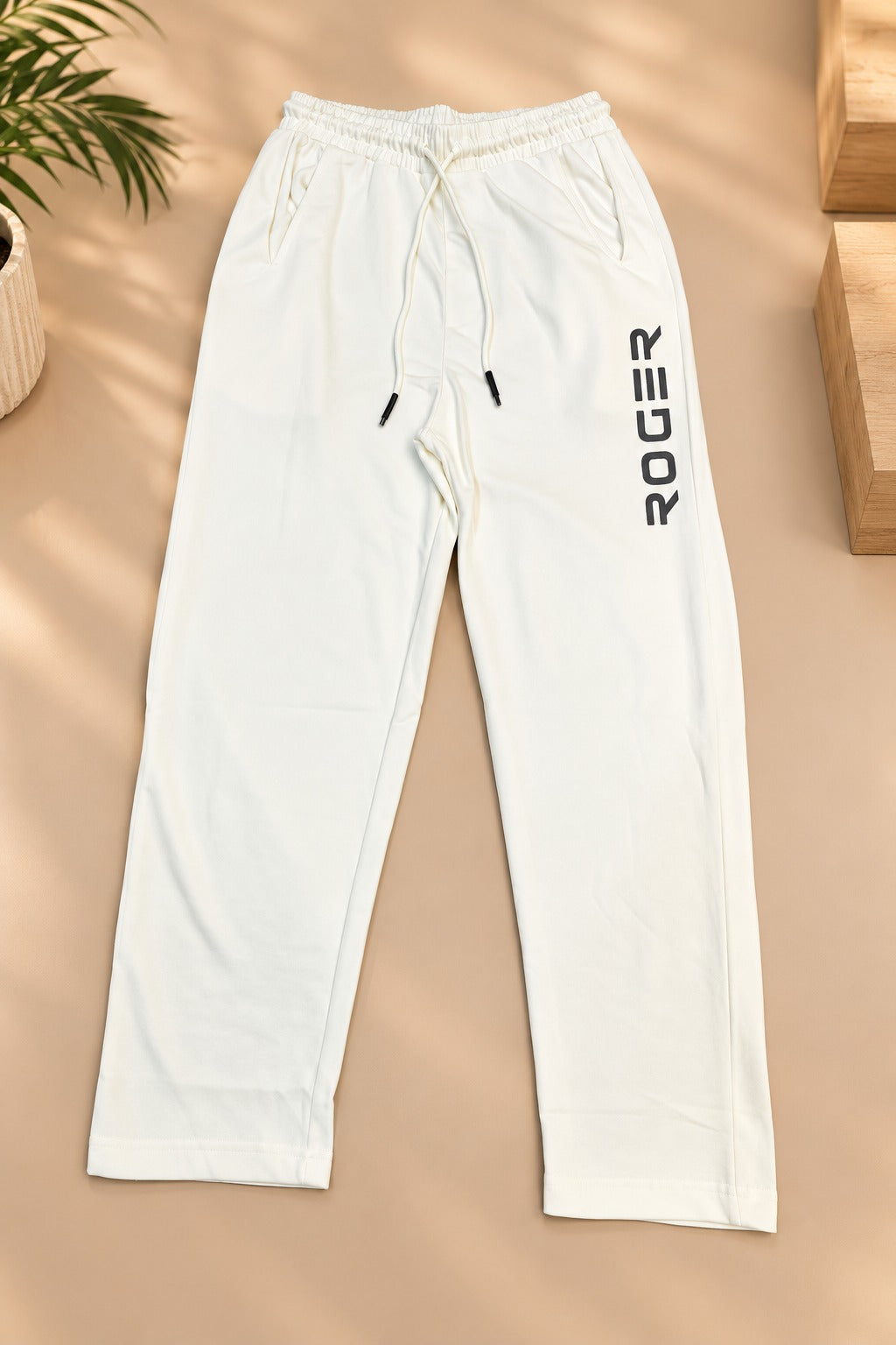 Beige Comfort Knit Fabric Trouser