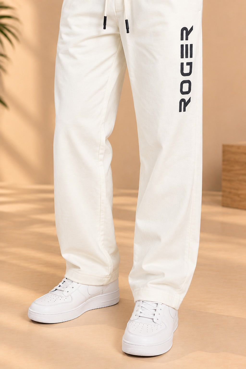 Beige Comfort Knit Fabric Trouser