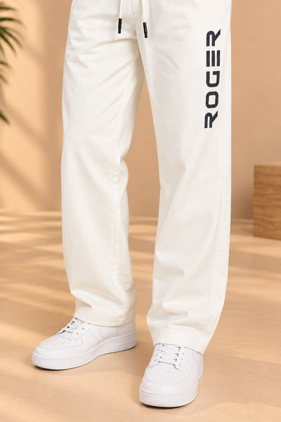 Beige Comfort Knit Fabric Trouser