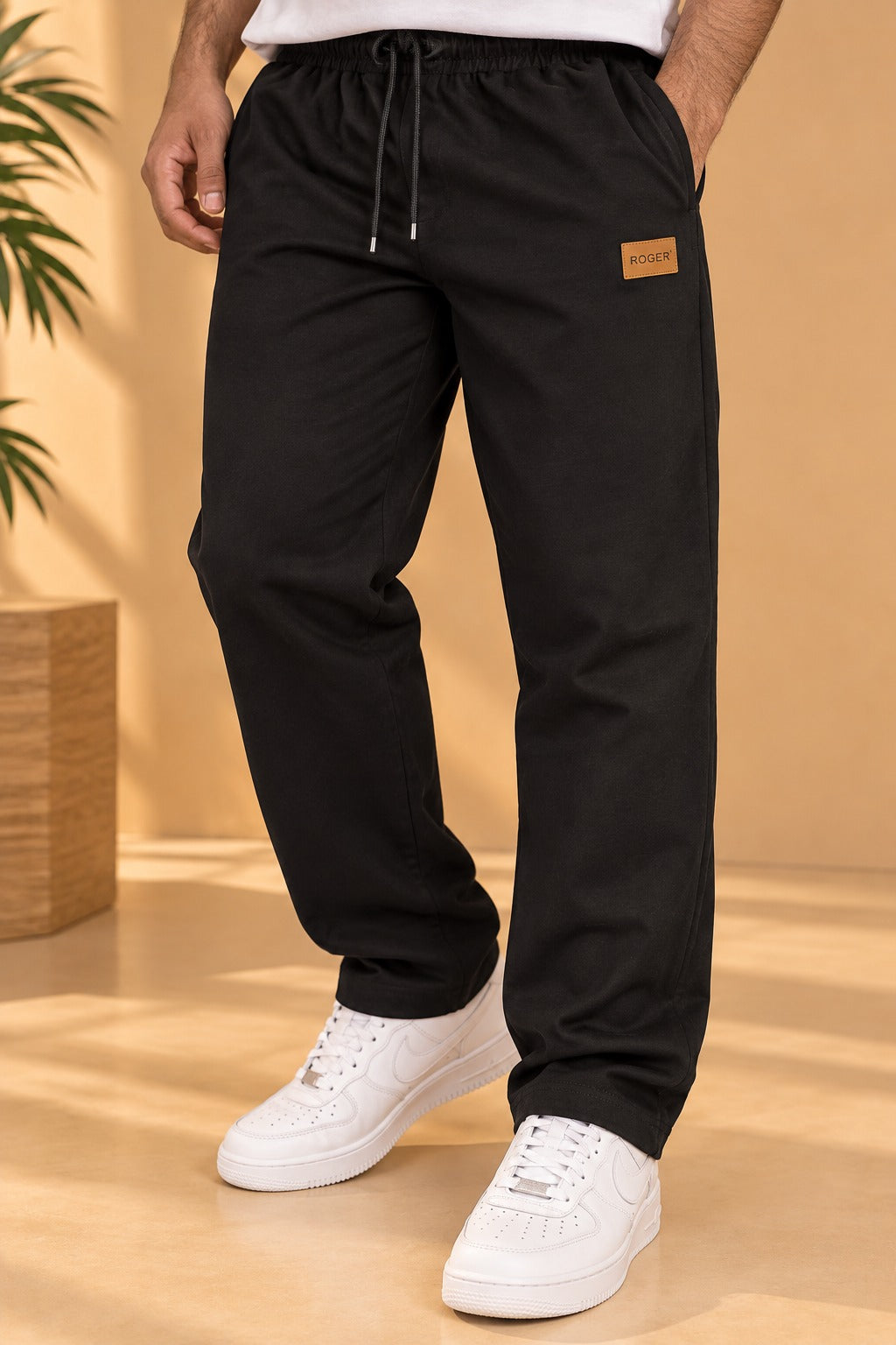 Black Comfort Knit Fabric Trouser