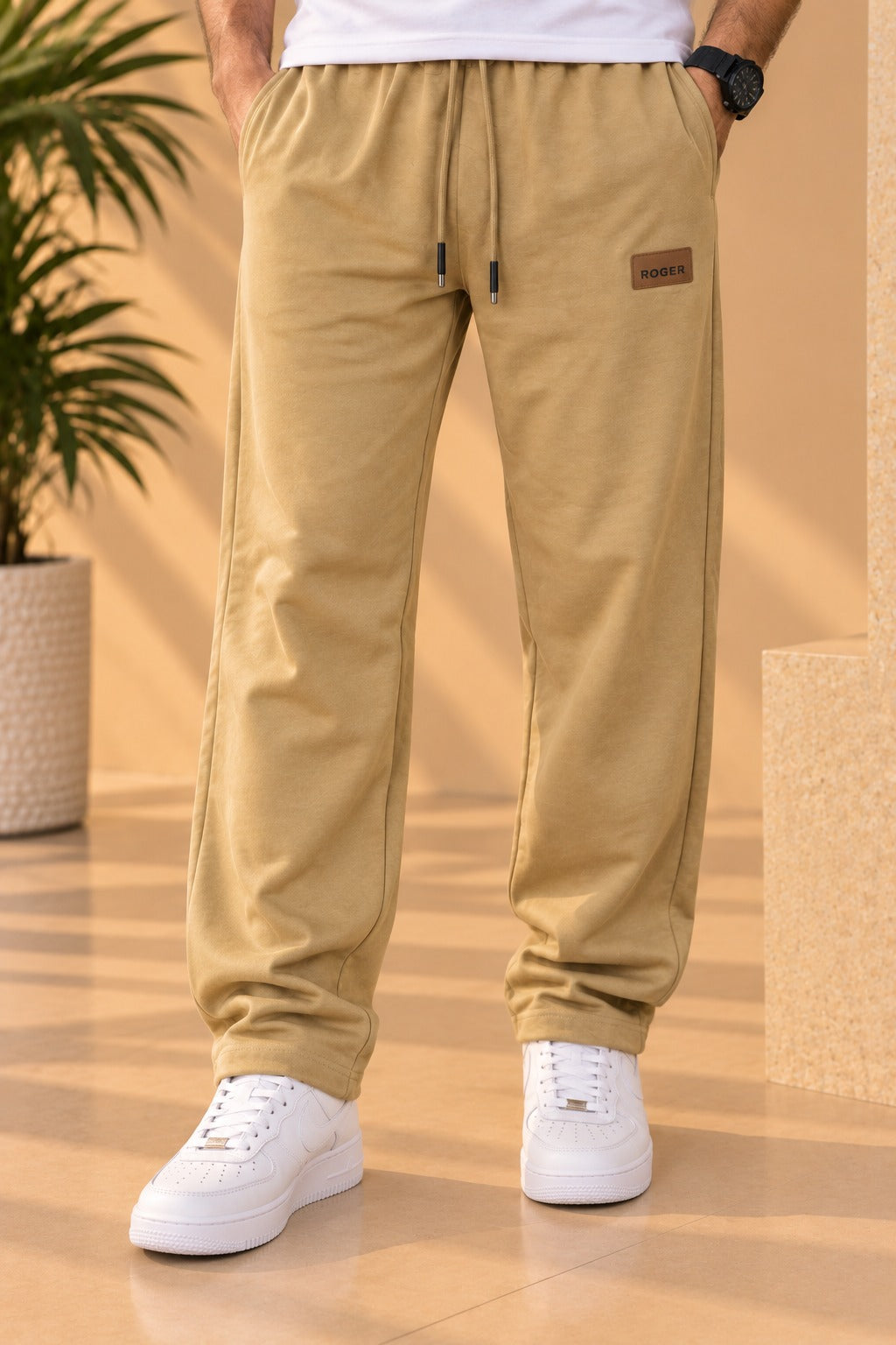 Brown Comfort Knit Fabric Trouser