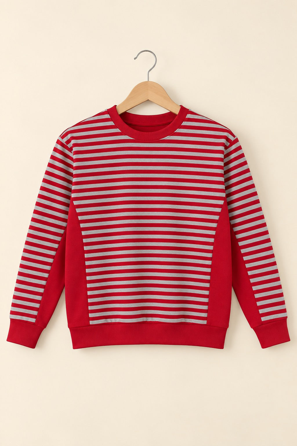 Red Stripes Soft Peak Sweatshirt