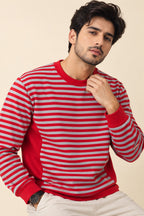 Red Stripes Soft Peak Sweatshirt