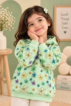 Green Flowers Polar Touch Fabric Hoodie