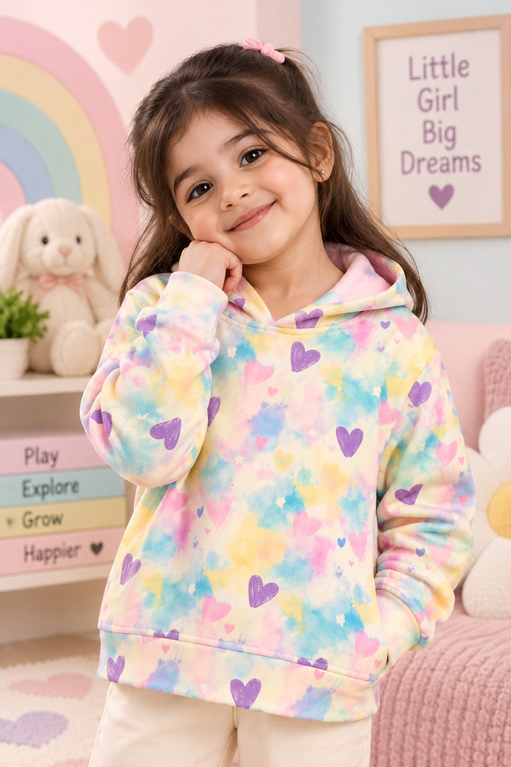 Hearts Polar Touch Fabric Hoodie
