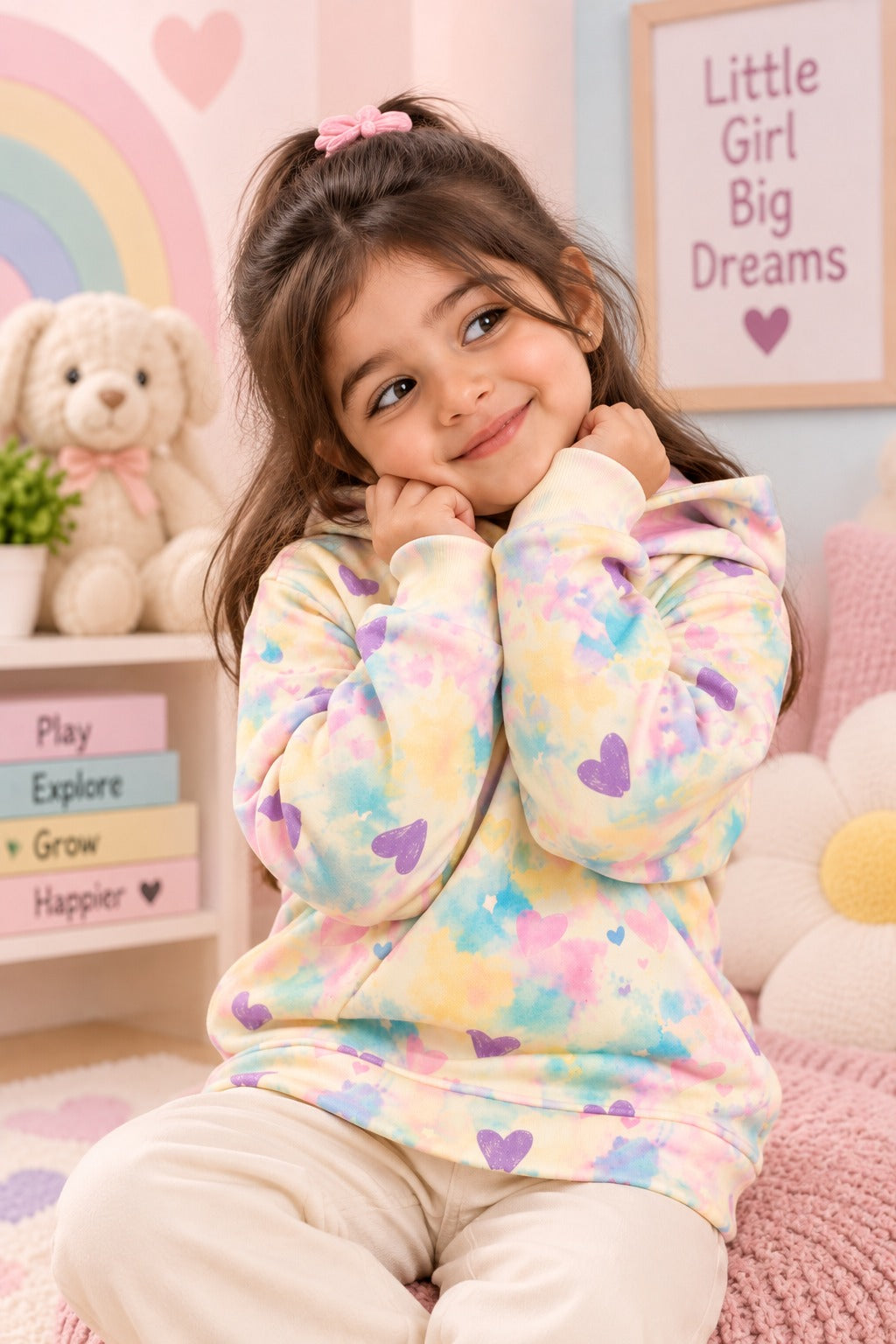 Hearts Polar Touch Fabric Hoodie