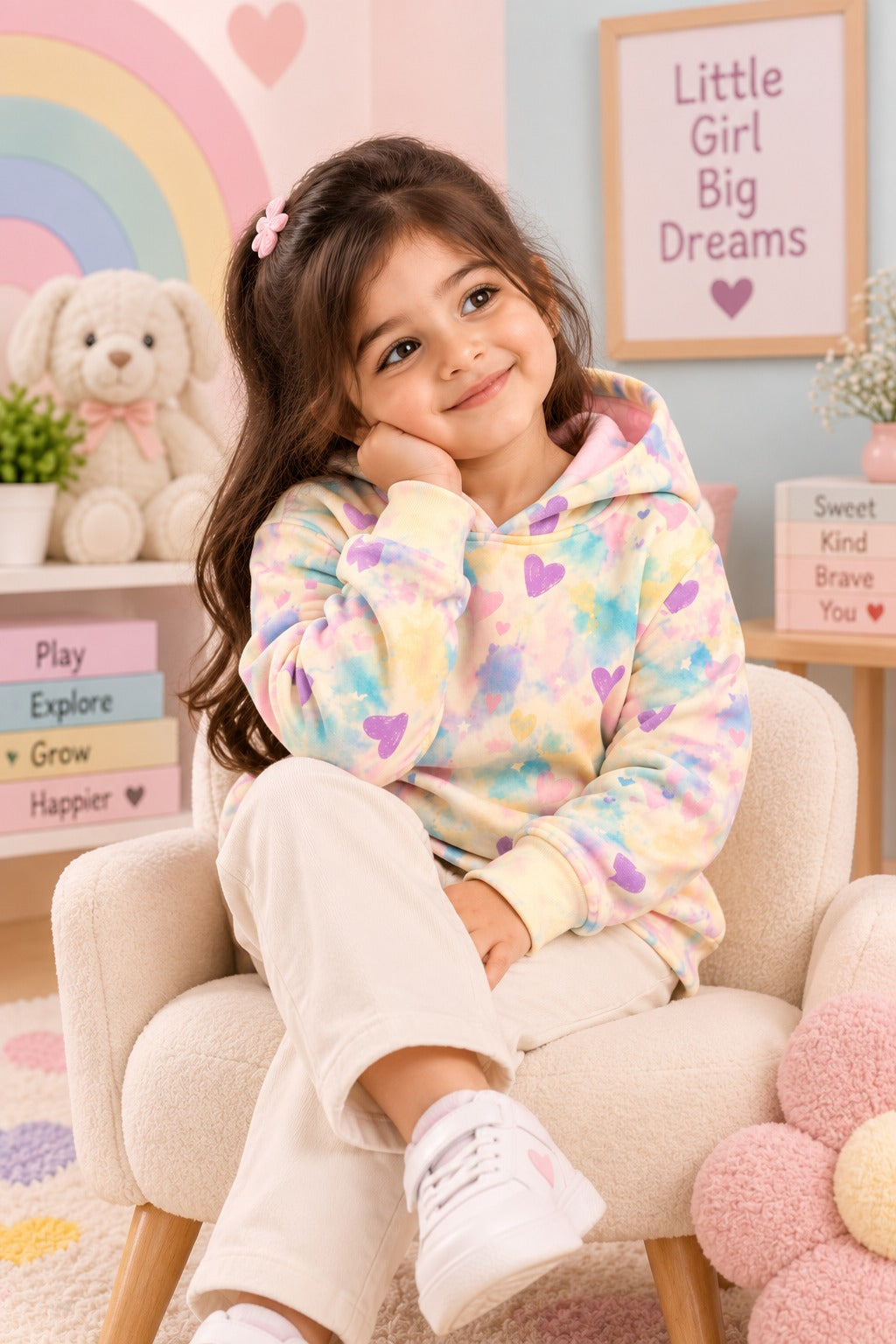 Hearts Polar Touch Fabric Hoodie