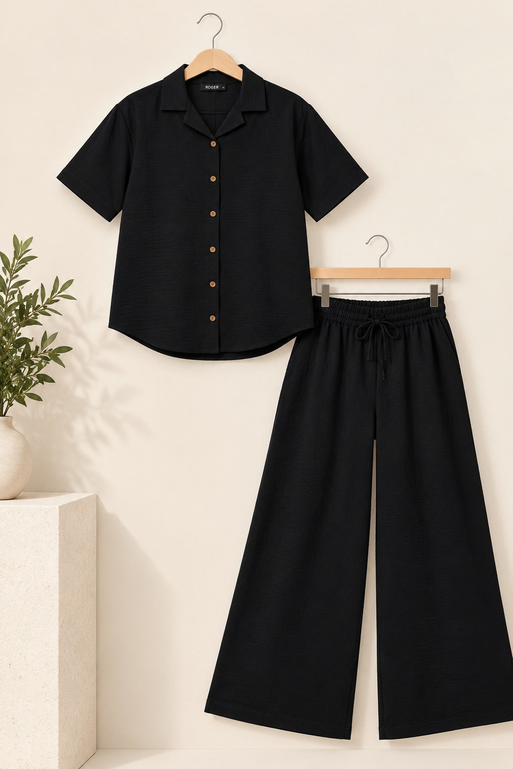 Black Linora Fabric Co-Ord Set
