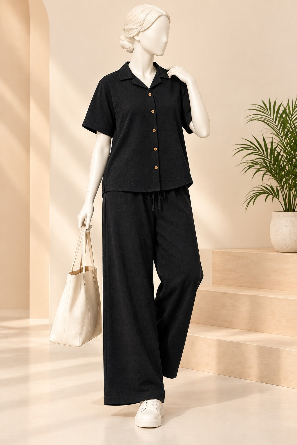 Black Linora Fabric Co-Ord Set