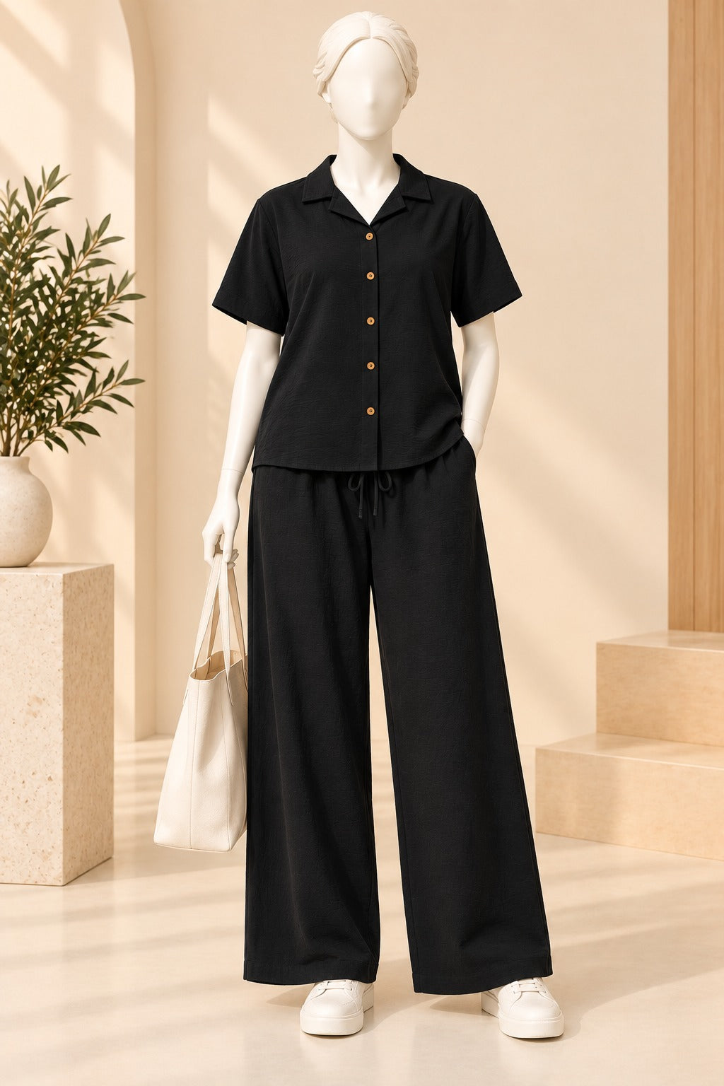 Black Linora Fabric Co-Ord Set