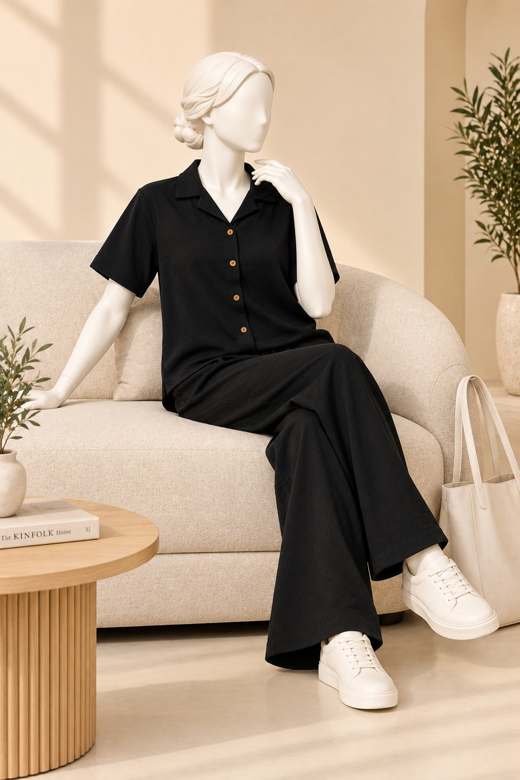 Black Linora Fabric Co-Ord Set