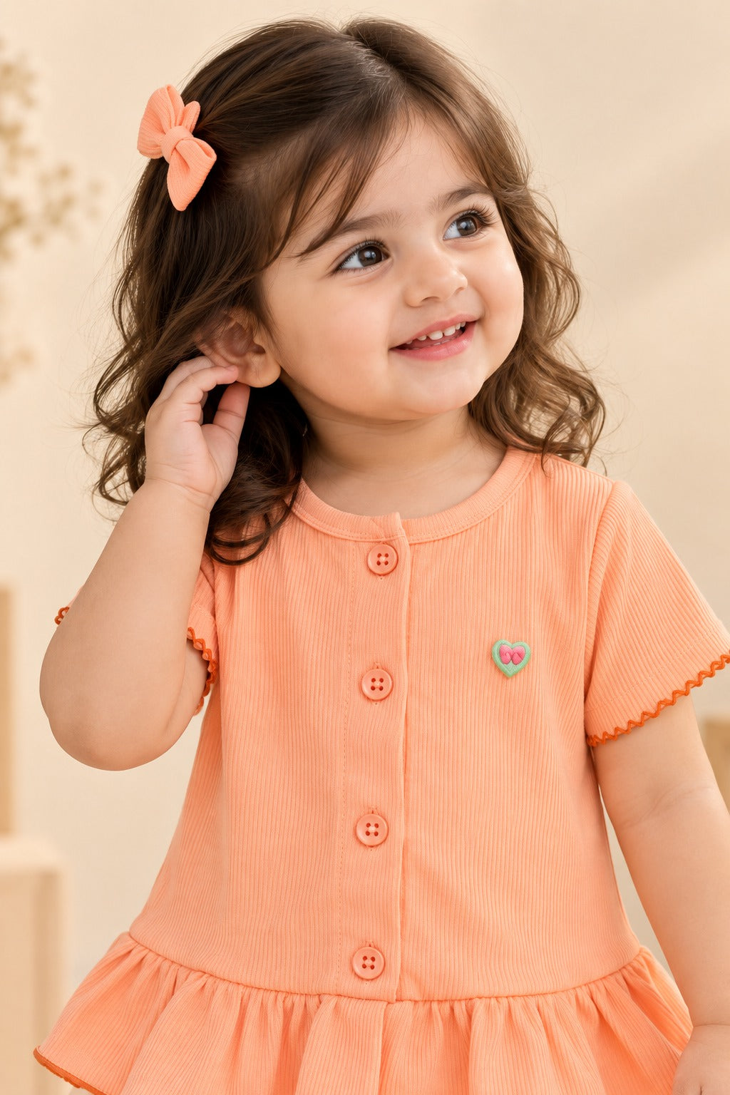 Orange Knit Fabric Frock Top Secondary image