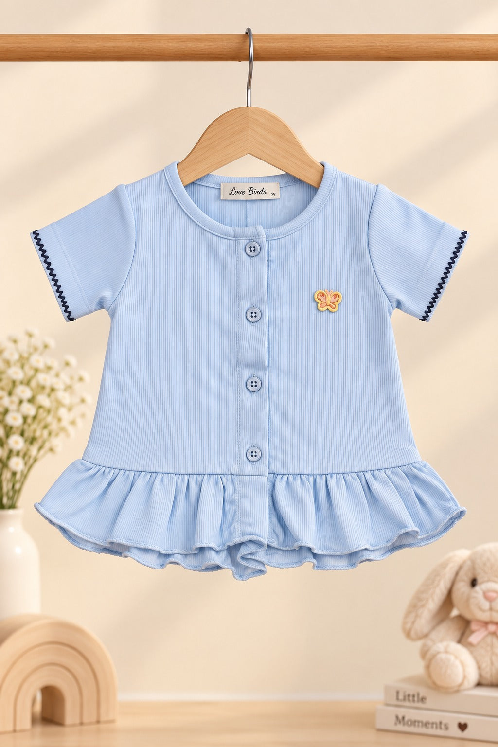 Blue Knit Fabric Frock Top