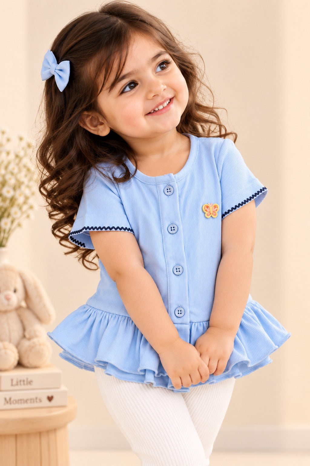 Blue Knit Fabric Frock Top