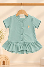 Turquoise Knit Fabric Frock Top