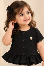 Black Knit Fabric Frock Top