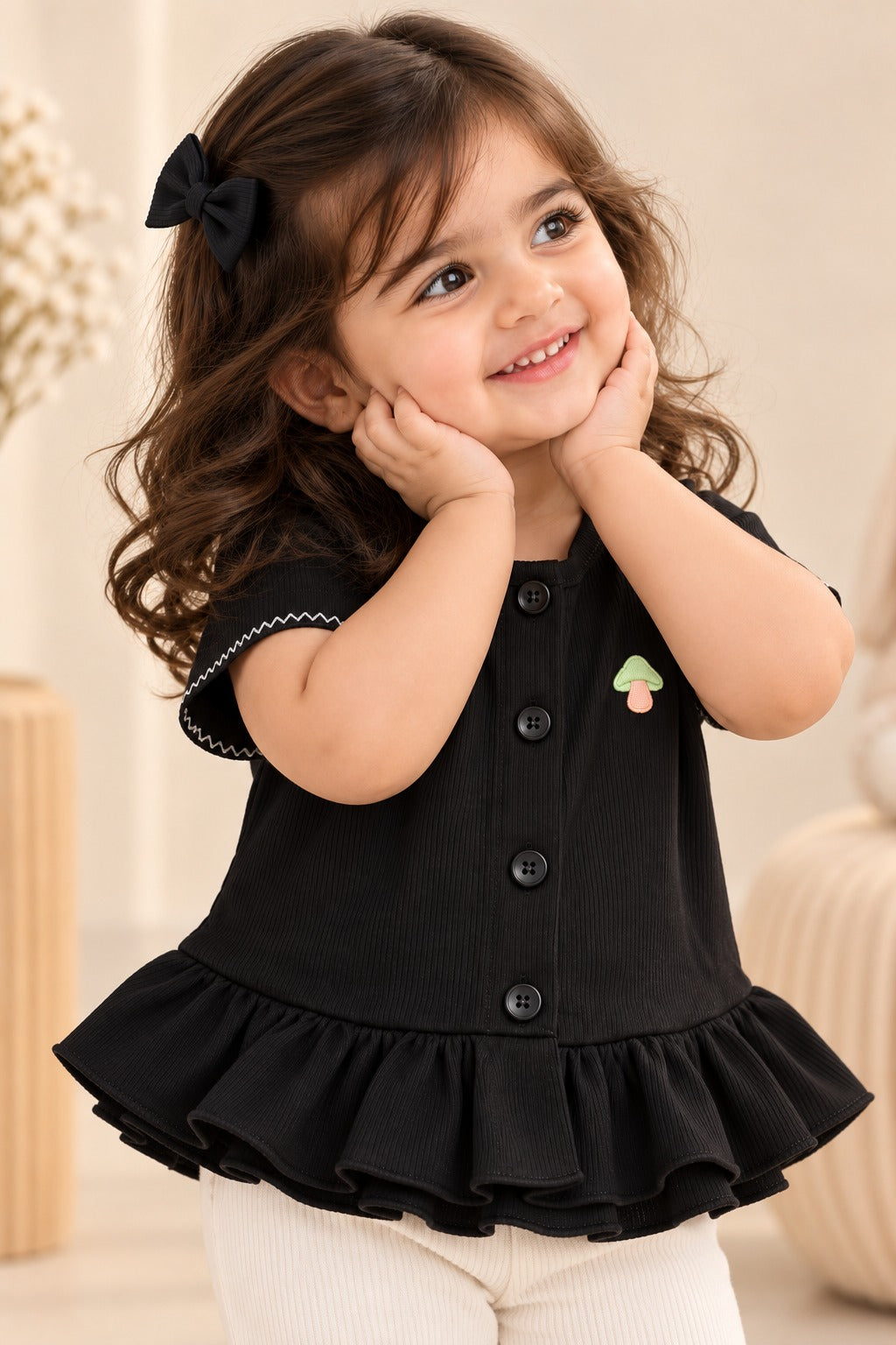 Black Knit Fabric Frock Top