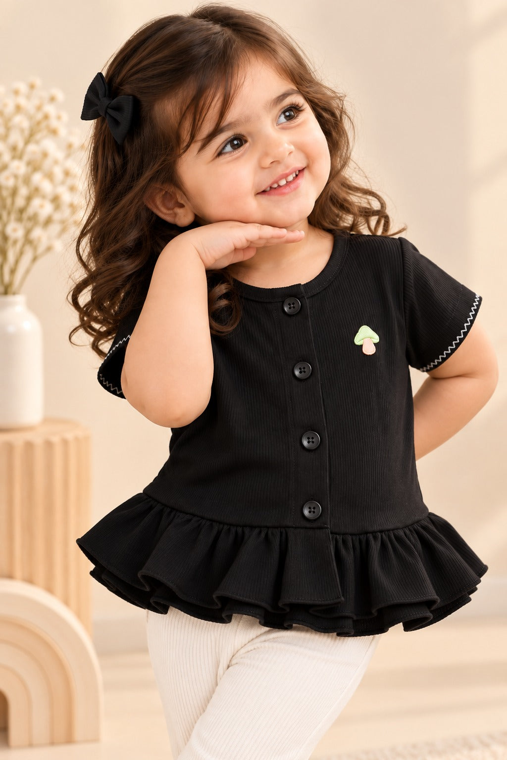 Black Knit Fabric Frock Top Main image